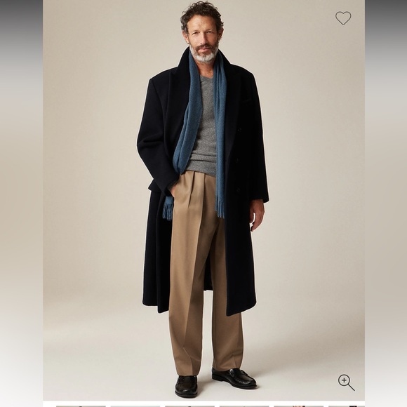 J. Crew Men's Navy Blue New York double-breasted overcoat in wool melton Medium